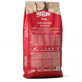 Супер премиум суха храна за кастрирани котки Carnilove ACTIVE Lamb & Wild Boar for Sterilised Cats с 26 % прясно агнешко и месо от глиган 400гр